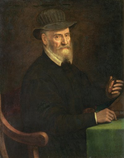 Portret van Giulio Clovio (1498-1578), miniatuurkunstenaar, met een miniatuur vermoedelijk van de kunstenaar Lavinia Teerlinks (fl.1545-70), 1556 door Sofonisba Anguissola